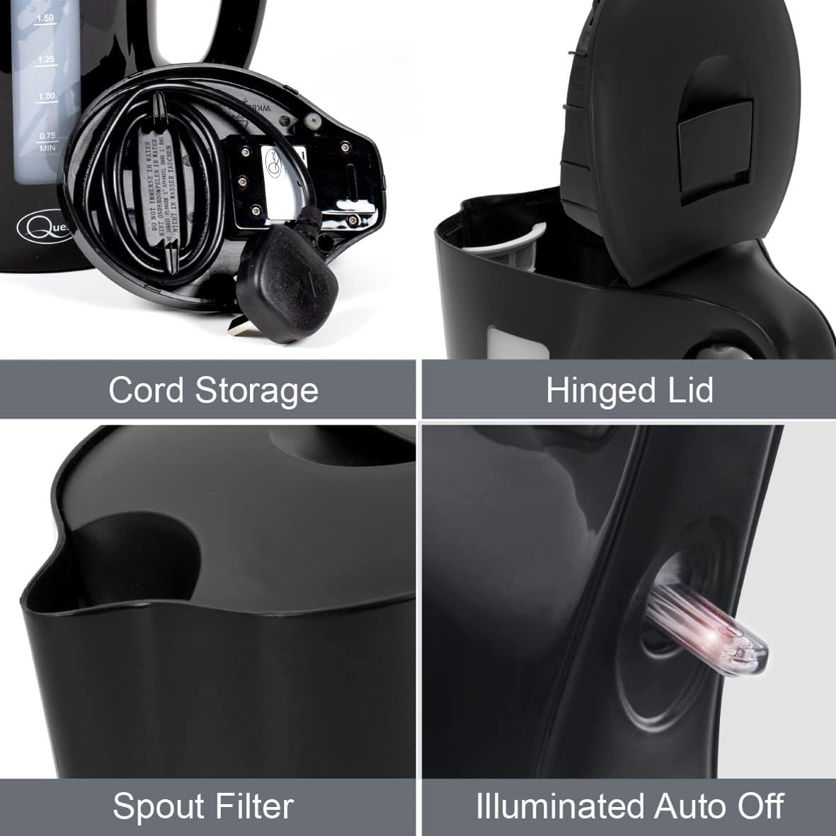 Quest 1.7L Jug Kettle - Black -35109