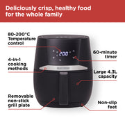 BLACK+DECKER 4.3L Digital Air Fryer – Black (BXAF17092GB)