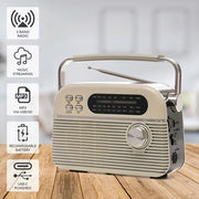 Lloytron 3 Band 'Bolero' Rechargeable Portable Radio + MusicStream - Cream N6405CR