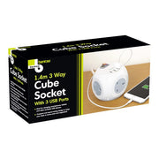 3 Way 1.4M Cube Socket With 3 USB Ports BLS313U