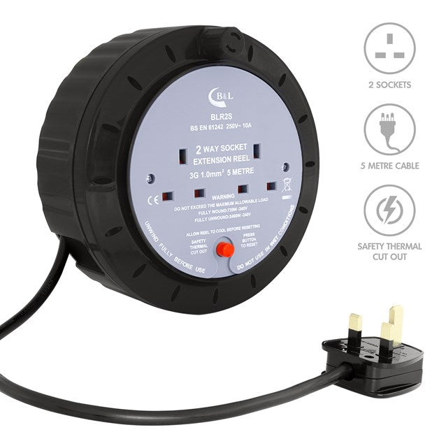 2 Way 5M Cable Reel - 10A – RNJ Bargains