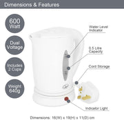 Quest 0.5L Travel Kettle - White -35440