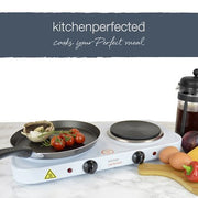 KitchenPerfected 2000w Double Hotplate - White E4202WH