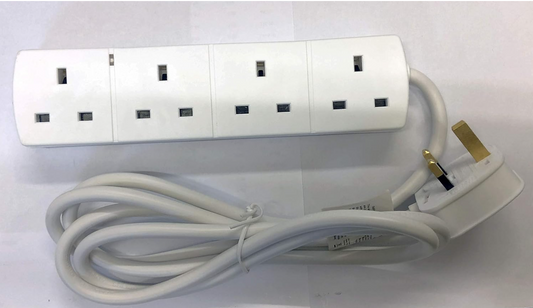 PowerPlus 4 Way 2 Metre Extension Lead 13 Amp 240 V AC, White - 1333B