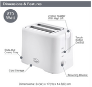 Quest 2-Slice Toaster White - 34279