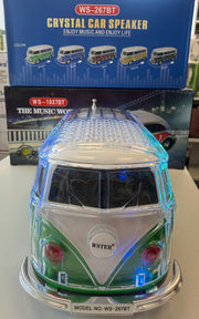 Crystal Car Shape Bus Bluetooth Speaker with TF USB FM AUX Handsfree LED Light WS267BT