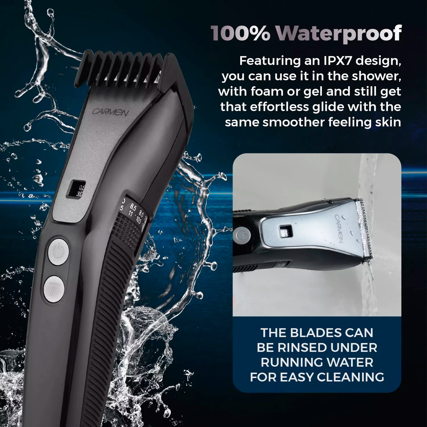Carmen Professional IPX7 Hair Clipper (Model C81207)