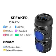 LED Party Speaker with Microphone 40cm Karaoke Gift